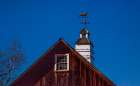 USA-New England-Vermont weather vane on top of wooden barn topped with horse Art Print
